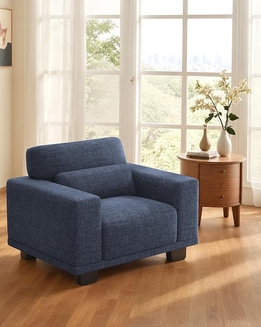 Pipishell Modern Accent Chair, Oversized Armchair with Thick Cushion & Wide Seat Armrests, Reading Chairs Comfy Arm Chair, Removable Sofa Cushion and Cover,Easy to Install, Blue