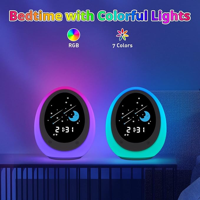Ok to Wake Clock, Sleep Training Kids Alarm Clock with Sun & Moon, Green Light Red Light, Nap Timer for Toddler Children