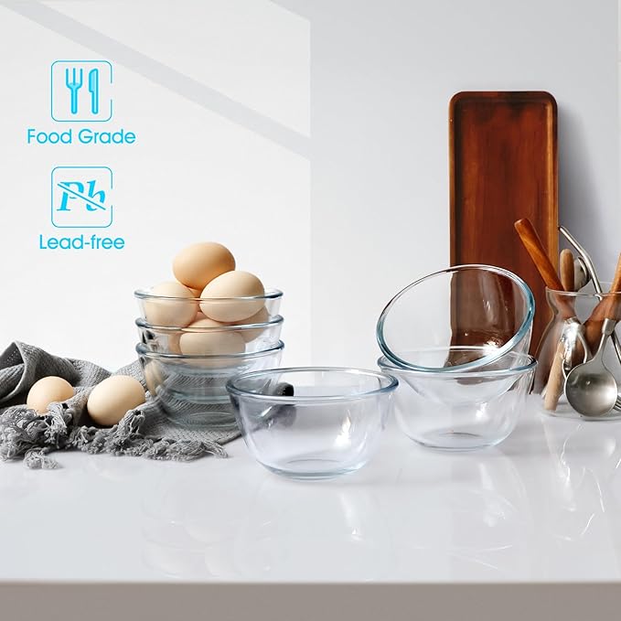 NUTRIUPS Glass Bowls Set Cereal Bowl Glass Salad Bowls Small Bowl for Kitchen (13oz-set of 6)