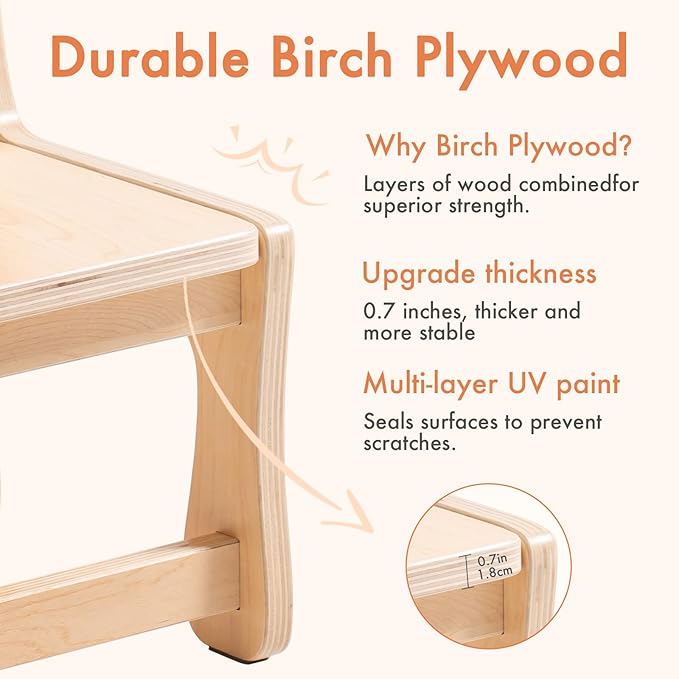 ROBUD Wooden Toddler Chair Wood, Kids Chair Set of 2, Sturdy Kids Chairs for Toddlers for Children Aged 3+, 250 Lbs Capacity Each Count