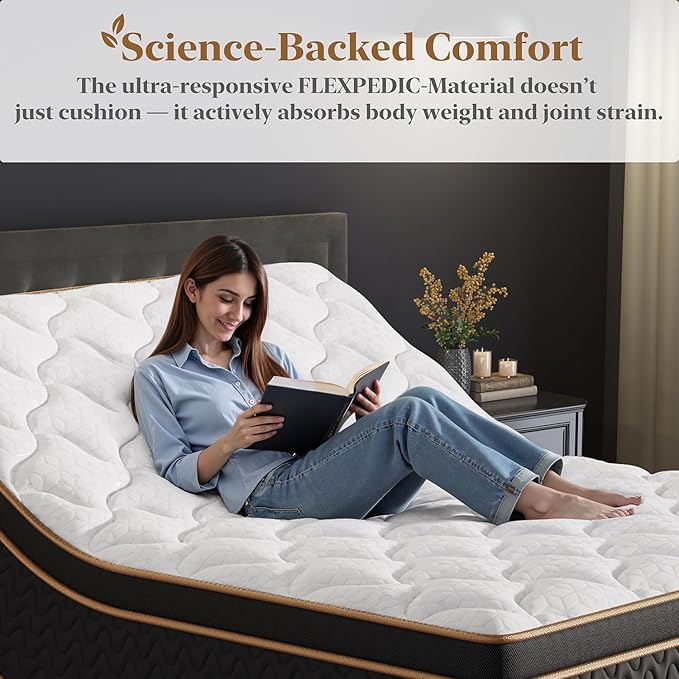 Twin Mattress 12 Inch, Cooling Hybrid Bed in a Box, Individual Pocket Springs, Motion Isolation, Targeted Hip/Shoulder/Lumbar Support, Fiberglass-Free, Ergonomic Zones, 365-Night Trial, CertiPUR-US