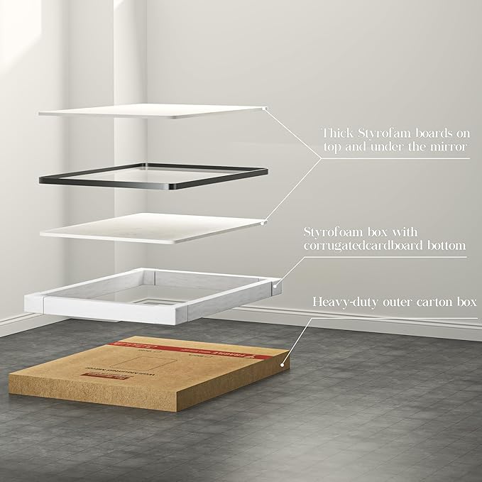 40×24 Black Bathroom Mirror, Rectangular Bathroom Vanity Mirror for Wall with Rounded Corners & Aluminum Alloy Frame, Tempered-Glass, Modern, Farmhouse, Horizontal/Vertical, Entryway, Bedroom