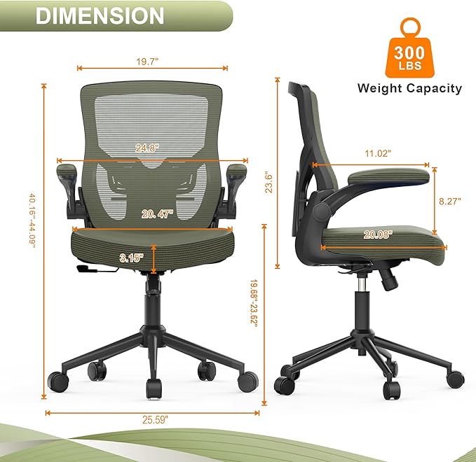 Office Chair, High Back Desk Chair Adjustable Height and Ergonomic Design Home Office Computer Chair Executive Lumbar Support Padded Flip-up Armrest Swivel Task Chair
