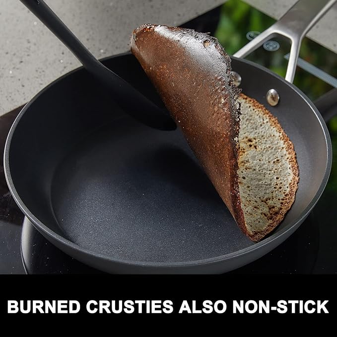 MsMk 11 Inch Nonstick Frying Pan with Lid，Titanium and Ceramic Nonstick skillet with lid, PFOA Free Non-Toxic, Stay-Cool Handle, Scratch-resistant, Induction Skillet With Lid for Induction, Ceramic