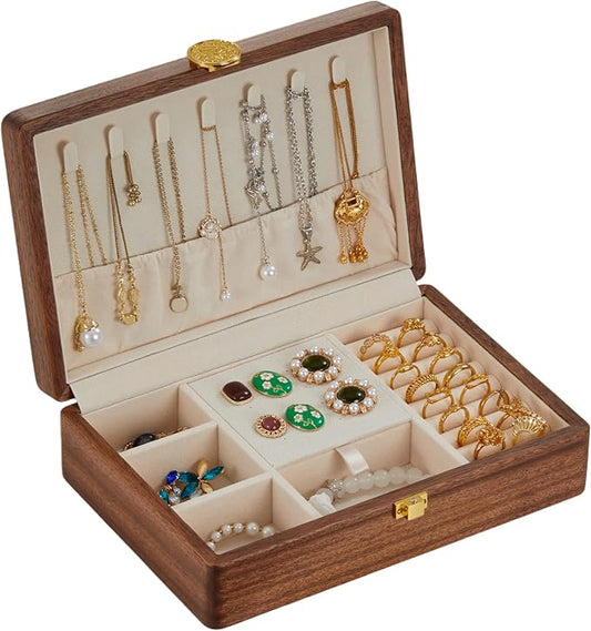 Wooden Jewelry Box For Women Jewelry Organizer Box With Lock Jewelry Holder Organizer For Necklace Ring Earring