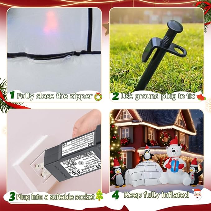 Christmas Inflatable Decoration, Sida-Earcy 10FT Polar Bear Snowball Igloo Lighted Blow Up Christmas Decorations Outdoor with Colorful Rotating LED Lights for Christmas Yard, Garden, Lawn