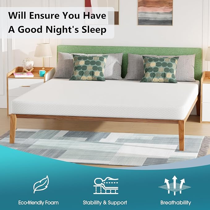 PayLessHere 6 Inch Gel Memory Foam Mattress Medium Firm Mattresses CertiPUR-US Certified Bed-in-a-Box Pressure Relieving California King Size,Fiberglass Free，White