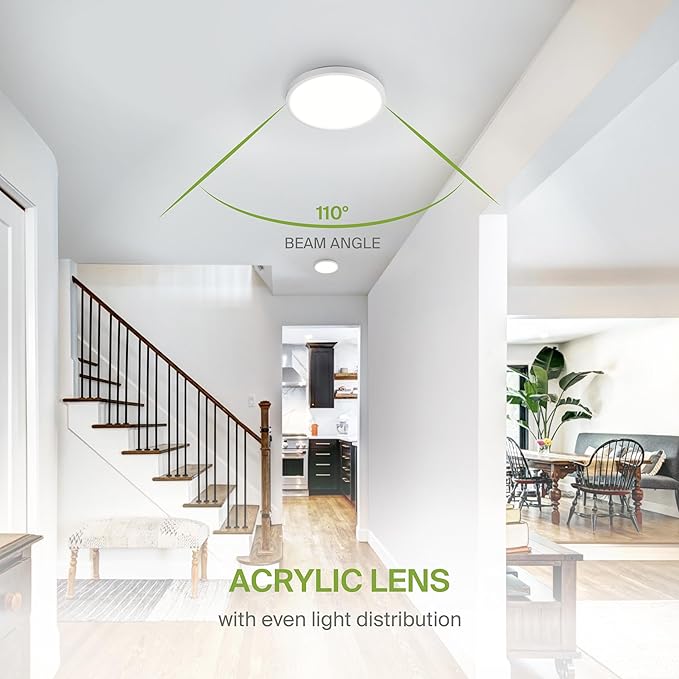 ASD LED 9" Round Flush Mount Ceiling Light Fixture, Low Profile Surface Lighting | 5CCT, Dimmable, Ultra-Thin, ETL Listed | 18W 1660LM 2700-6000K 120V | Kitchen, Bedroom, Hallway Lamp | White, 6 Pack