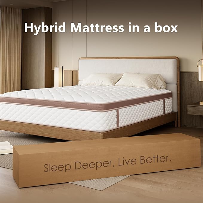 12-Inch Hybrid Full Mattress - Premium Cooling Gel Memory Foam & 8.5" High Pocket Coils | CertiPUR-US Certified | Pressure Relief & Motion Isolation | 365-Night Risk-Free Trial