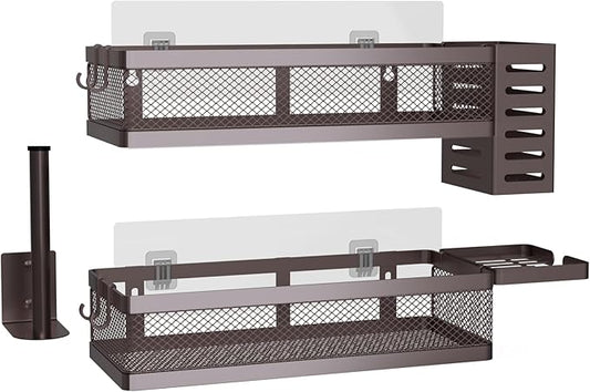 PUSDON Metal Wall Hanging Basket 2 Packs DIY Suitable for Multiple Scenes - Middle Bronze Netting Set