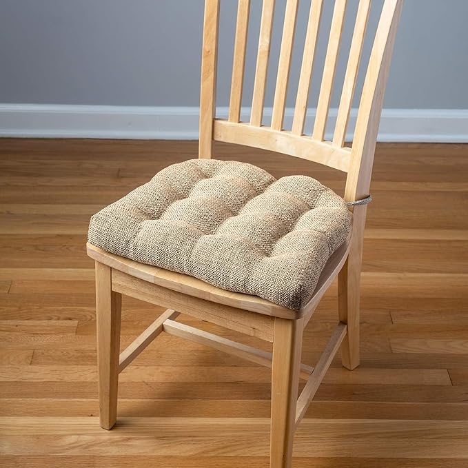 Barnett Home Decor Dining Chair Cushions, 16.5 x 18, Pack of 2 – Brisbane Camel Tweed – Performance Fabric, Latex Foam Fill