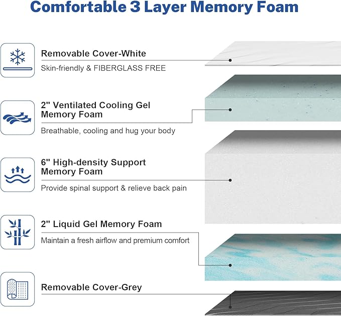 WEUP Extra Firm Twin Memory Foam Mattress, 10 Inch Medium - Extra Firm Dual Sides Flippable Mattress for Back Pain, Made in USA, CertiPUR-US Certified, 75" x 38"