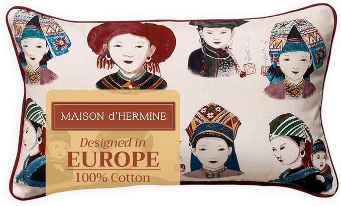Maison d' Hermine Decorative Pillow Covers 12x20 Inch Rectangle 100% Cotton Throw Pillow Covers with Invisible Zipper Cushion Case for Living Room Couch, Chair, Sofas, Bedroom, Home (Pupeo People)
