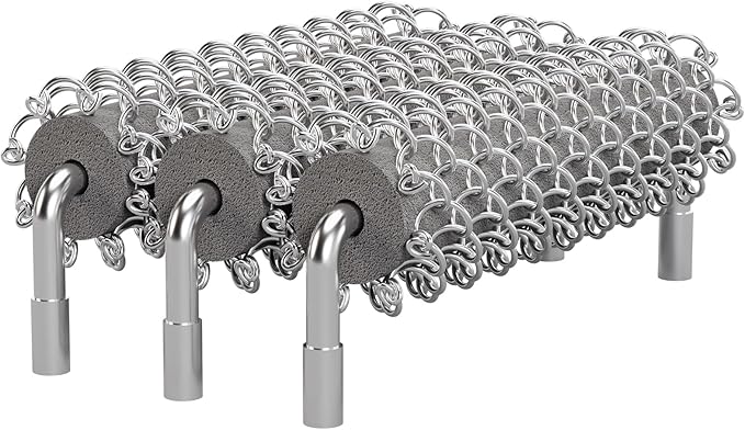 Replacement Brush Head for Bristle Free Grill Brush–304 Stainless Steel Mesh+Safe Silicone Sponge Spinning Design Full-Angle Clean, Sturdy/Heat Resistant, Compatible with HOUSE AGAIN Grill Clean-3pcs