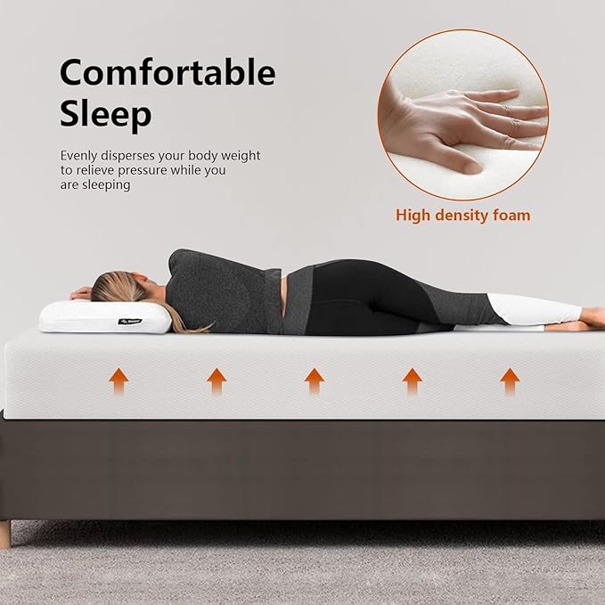 PayLessHere 10 Inch Queen Mattress Base Foam Mattress CertiPUR-US Certified,Removable Soft Cover,Queen mattresses for Bed Frame, Bunk Bed, Trundle, Daybed,White,Fiberglass Free