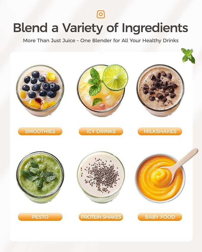 iCucina Smoothie Blender, 1000W Personal Blender for Shakes and Smoothies with 2 x 32oz Protable Cups and Lids, Single Serve Blenders for Ice Crushing, Bean Grinding, Frozen Fruit Drinks, Black