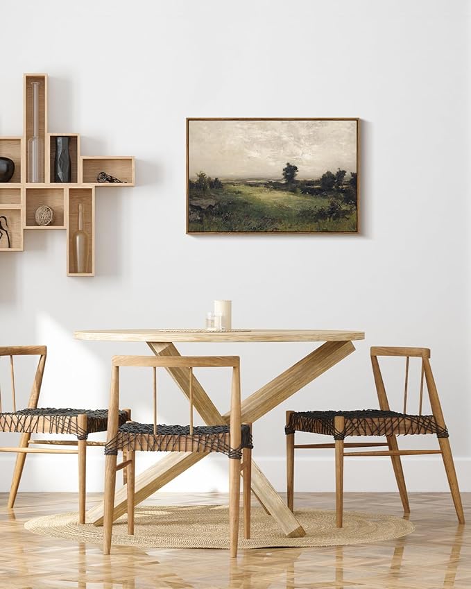 InSimSea Framed Vintage Landscape Canvas Large Wall Art, Wild Field Oil Painting Prints, Cottagecore Wall Decor for Living Room, Bedroom, Bathroom, Office Decor 20x30inch, Housatonic Valley