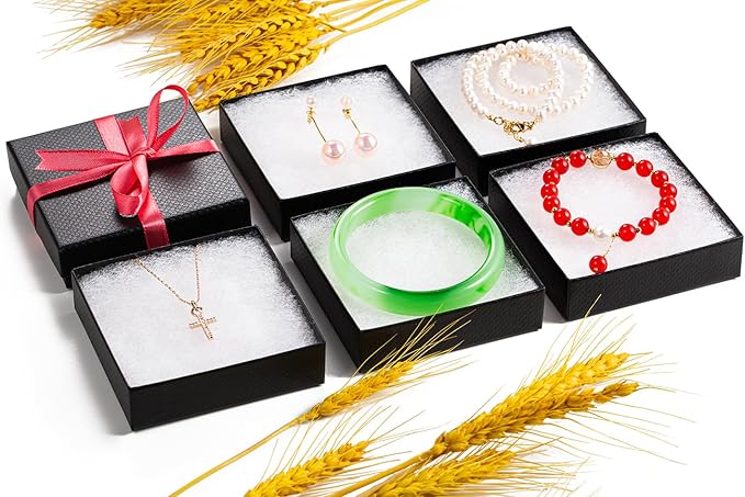 GEFTOL Jewelry Gift Boxes 40 Pack 3.5x3.5x1 Inch Cardboard Jewelry Boxes,Small Gift Boxes for Jewelry Earrings Necklaces Handmade Bangles Bracelets(Black)