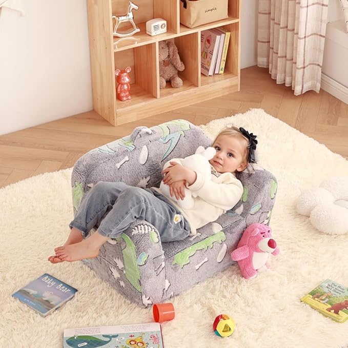 Toddler Chair – Plush Kids Sofa, Comfy Convertible Lounger for Boys & Girls, Bedroom & Reading Chair