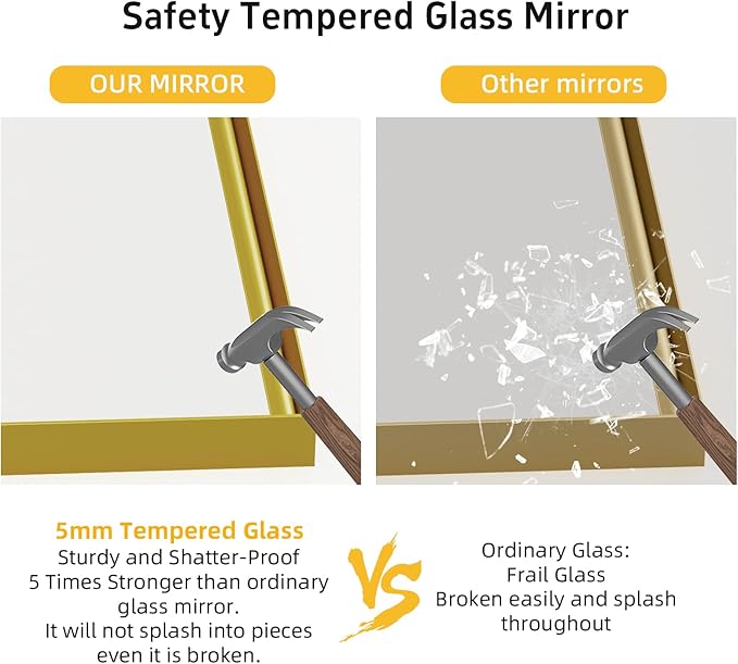 24”x36” Bathroom Vanity Mirror, Gold Framed Rectangle Mirrors, Modern Wall Mirror for Over Sink, Living Room, Bedroom, Entryway Mirrors Horizontally or Vertically