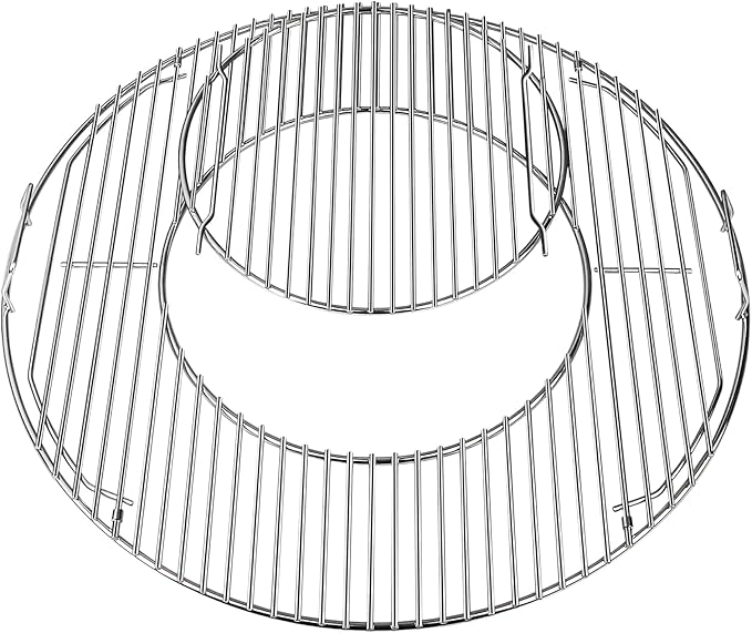 Grill Grates Replacement for Weber 8835, 22.5 inch Charcoal Grills, Kettle, Performer, Master-Touch, Charcoal Smoker, 21.5" Gourmet BBQ System Hinged Stainless Steel Cooking Grate Parts