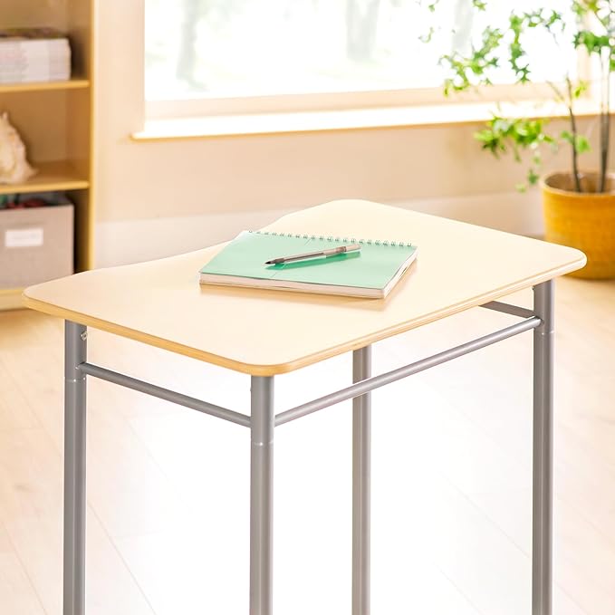 Guidecraft Adjustable Standing Desk - Rectangle – Wooden Study Desk for Kids & Adults, Adjustable Height Writing Desk with Sturdy Metal Legs, Compact Desk for Home, Classroom, Office