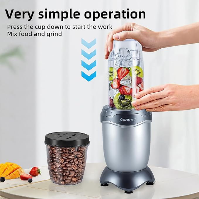 Panana Smoothie Blender 850W Portable Personal Blender and Grinder Combo Shakes and Smoothies 2 * 20Oz To-Go Cups & Lids, Personal Blenders for Juice, Frozen Drinks, Sauces