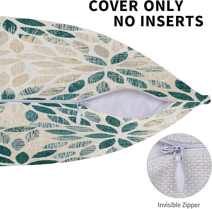 Dark Teal Dahlia Pillow Covers 18x18 Inch Set of 2 Summer Geometric Rust Flower Outdoor Decorative Throw Pillows Farmhouse Turquoise Pillow Case Linen Square Cushion Cover for Home Sofa Bedroom