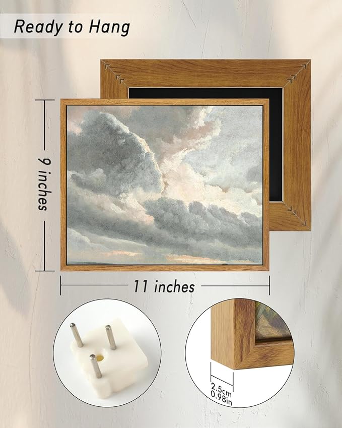 InSimSea Framed Canvas Wall Art Vintage Decor, Study of Clouds Oil Painting Wall Prints, Home Decor Wall Art for Farmhouse Office Bathroom Decor, 9"x11"