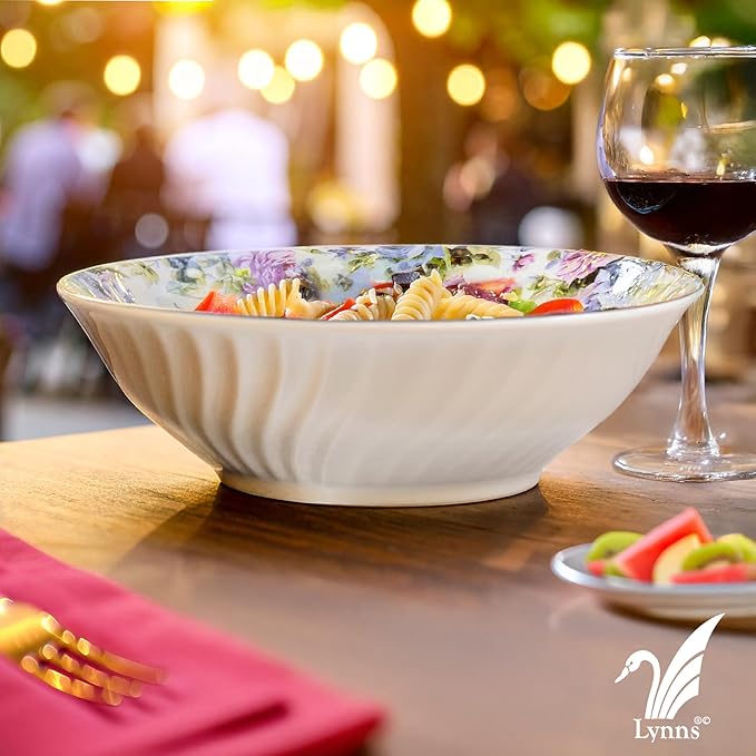 Lynns Paradise Millicent 9-Inch Big Bowl, Set of 3, Purple; Heavy Duty; Chip Resistant; Lead and Cadmium Free; Freezer to Oven Safe up to 500°F