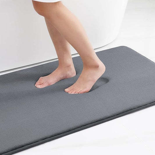 Smiry Memory Foam Bath Mat 36x24, Extra Soft and Absorbent Bathroom Mats, Non Slip Washable Carpet for Floor, Shower and Tub, Dark Grey