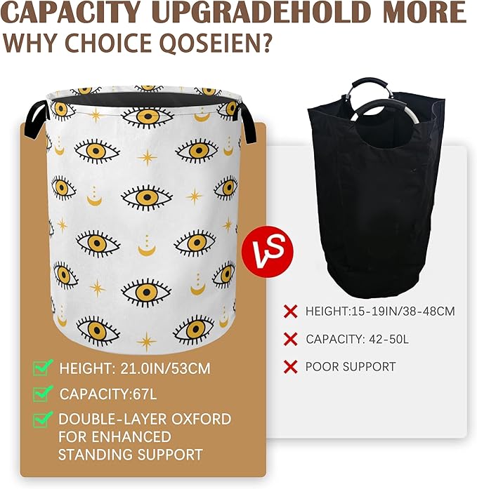 Laundry Hamper,Magic Evil Eye Laundry Basket,Waterproof Oxford Cloth Storage Basket with Handle for Clothes Books Nursery Home Storage Sundries 16"x20"