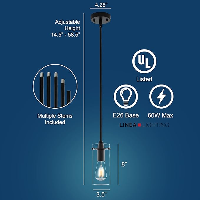 Black Pendant Lights Kitchen Island - Small Clear Glass Pendant Light Fixture