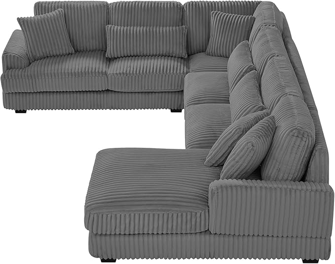 129" Oversized Sectional Sofa U Shaped Sofa Modern Couch Upholstered Couches with Chaise Lounge for Living Room, Dark Gray