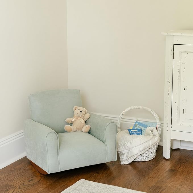 Kid Rocking Chair for Toddlers, Child Chair for Little Kids, Upholstered Toddler Armchair for Children, Comfy and Cute Little Kid Chairs (Rockers, Seafoam Green)