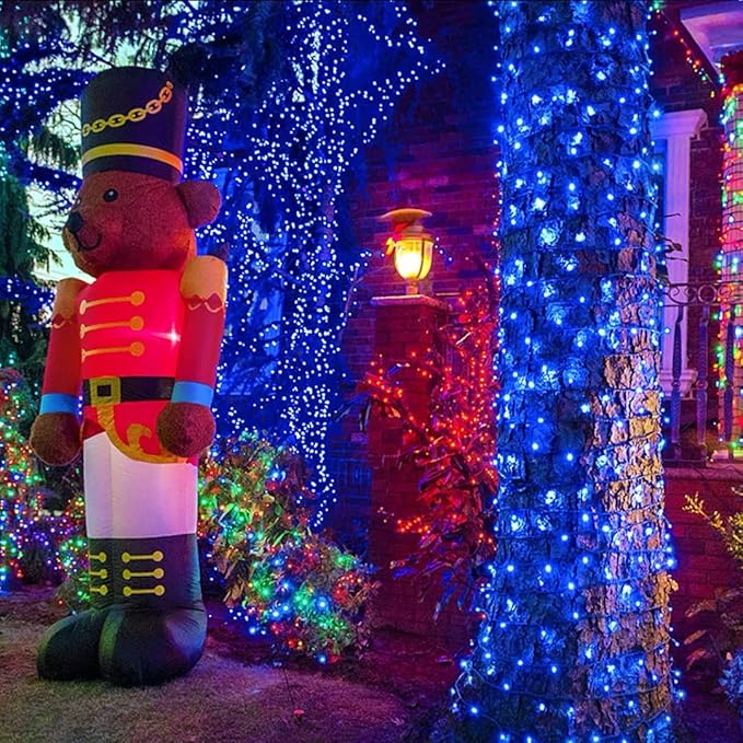 QITONG 165ft 500LED Blue Christmas Lights, String Lights Outdoor Waterproof Plug in, Green Wire Twinkle Tree Lights with 8 Modes