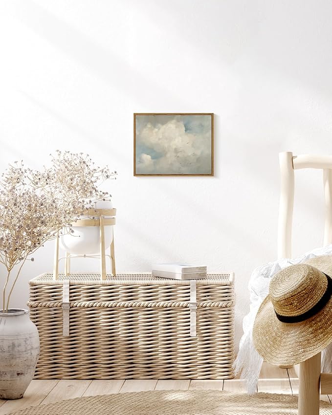 InSimSea Framed Canvas Wall Art Vintage Decor, Home Decor Classical Oil Paintings Sky Cloud Bird Canvas Prints, Vintage Landscape Wall Art for Bedroom Living Room Bathroom Home Office Decor, 11"x14"