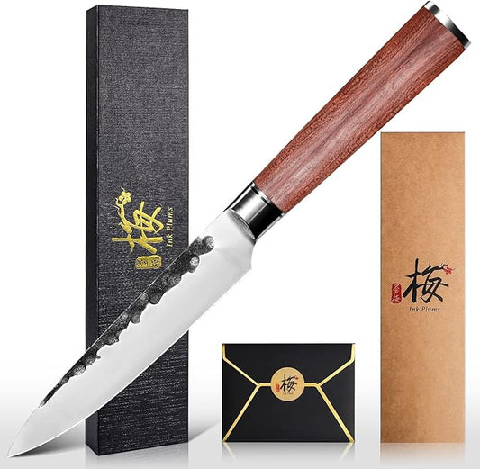 5 Inch Kitchen Paring Knife,Germany High Carbon Stainless Steel Professional Knife, Ultra Sharp,Hand-forged with Brazilian Rosewood,Gift Box