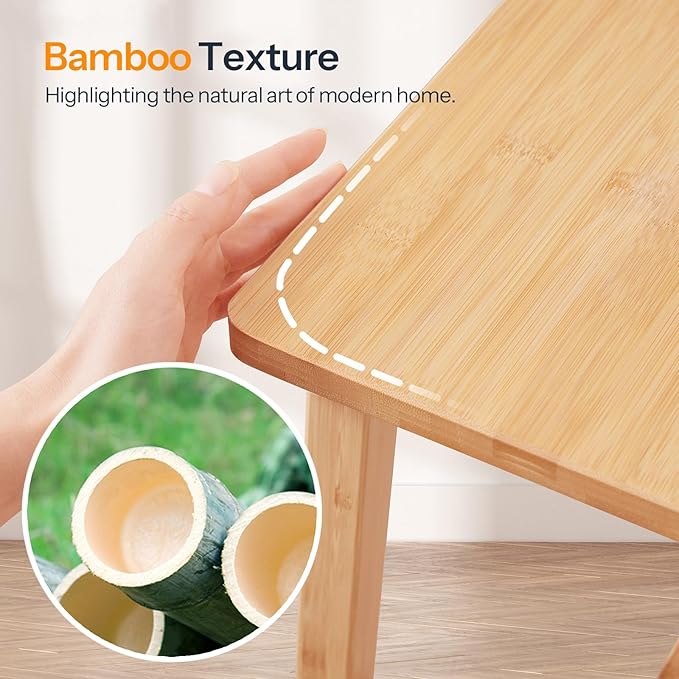 HOOBRO 39.3'' Bamboo Dining Bench, Farmhouse Table Bench, Kitchen & Living Room Furniture, Easy to Assemble, Sturdy and Stable, Natural YL03CD01G2
