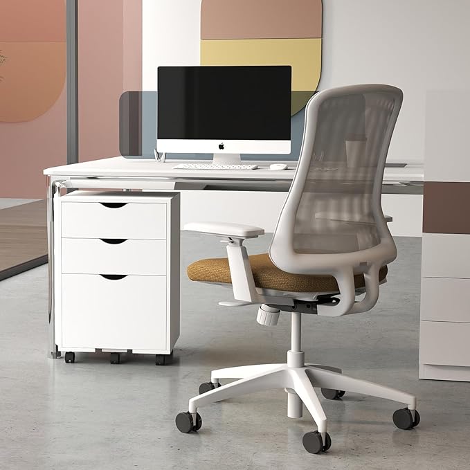 HollyHOME 3-Drawer Wood File Cabinet, Under Desk Cabinet for Home Office, Rolling Storage Shelf for Home, Printer Stand, for A4, Letter-Size, 11.8in Hanging File Folders, White