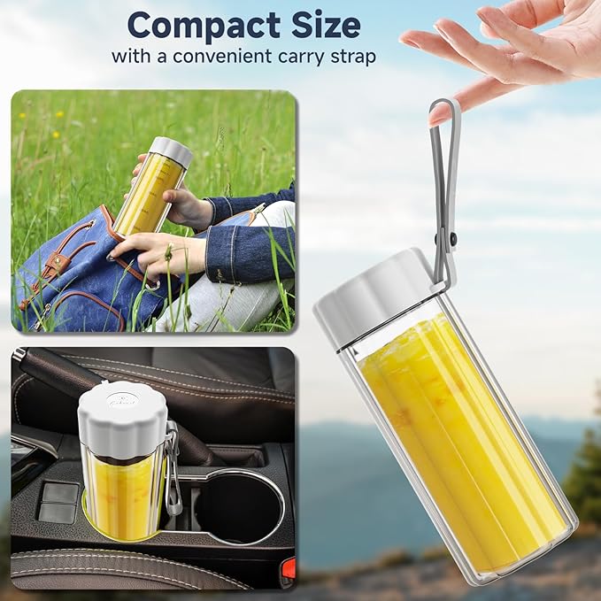 COKUNST Portable Blender, Small Smoothie & Shake Maker with LED Display, 17 oz (500ml) Personal Blender with 6 Blades, USB C Rechargeable Juice Mixer with Extra Lid for Travel, Office, Gym, Home