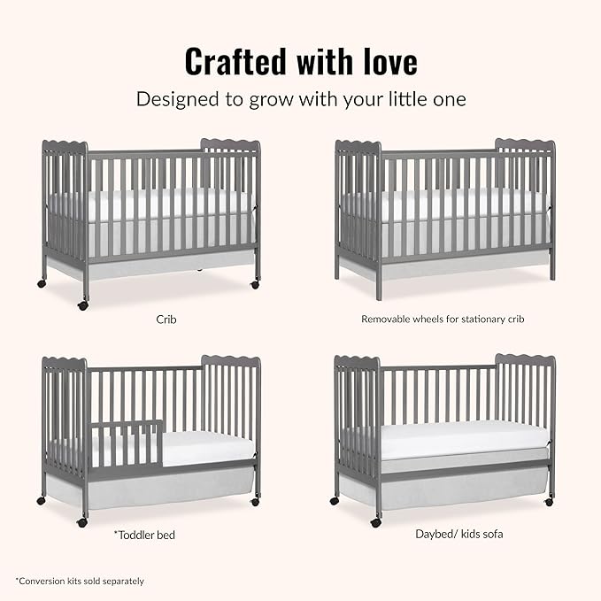 Dream On Me Carson Classic 3-in-1 Convertible Crib in Steel Grey
