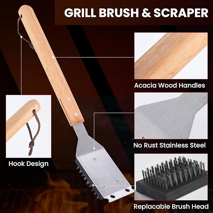 1x Steam Grill Brush for Outdoor Sponge Grill-Steam Grill Cheaning Scraper BBQ Brush-BBQ Accessory Grill Tools Heavy Duty Brush for Grill Cleaning Scraper + Bristle Free Grill Brushs for Any Grill