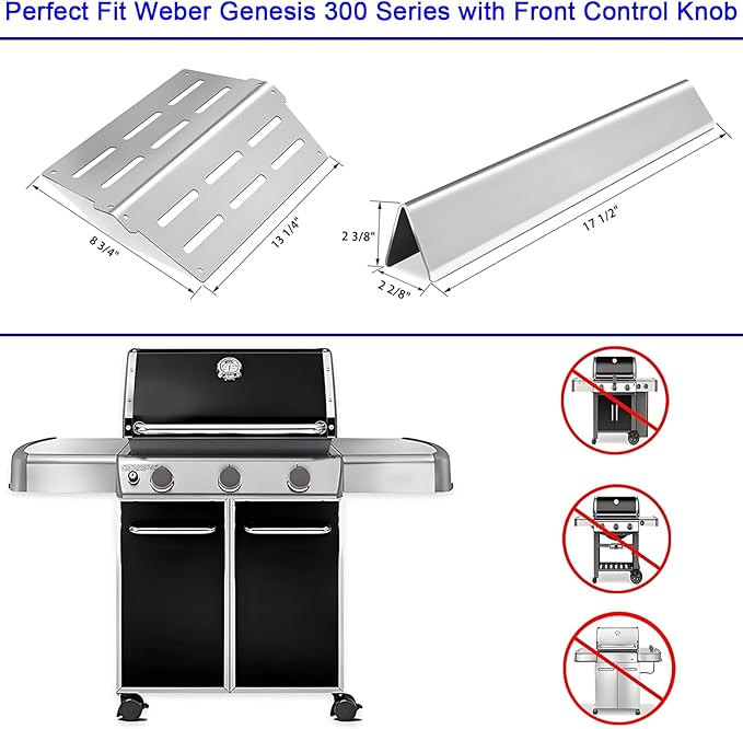 Genesis Grill Parts for Weber 300 Weber 310 Weber 330 Genesis E330 E310 S310 S330 EP330 S320 E320 Grill Parts, 17.5" Flavorizer Bars 7620 Genesis 7528 Grill Grates 7622 Heat Deflector Grill Accessory