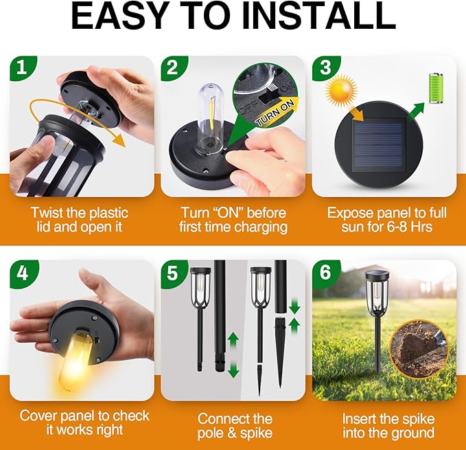 Solar Lights Outdoor 8 Pack, Solar Pathway Lights, Solar Lights Outdoor Waterproof IP65, Bright Auto On/Off Driveway Patio Light, Solar Garden Lights Landscape Lighting for Walkway Lawn Yard