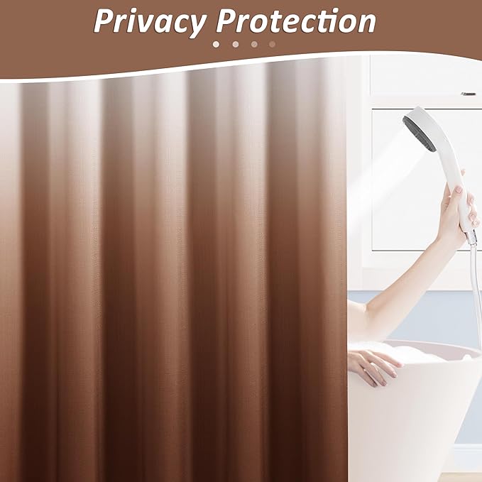 Naturoom Rustic Brown Shower Curtains for Bathroom,Ombre Cloth Fabric Shower Curtain Set with 12 Hooks Denim Blue Bathroom Decor 72 x 72