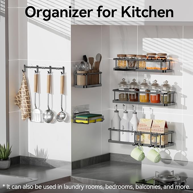 YASONIC Shower Caddy, 100% Rustproof Shower Shelves for Inside Shower, No Drilling Bathroom Organizers and Storage, 6 Pack Large Capacity Bathroom Caddy for Kitchen & Home Decor