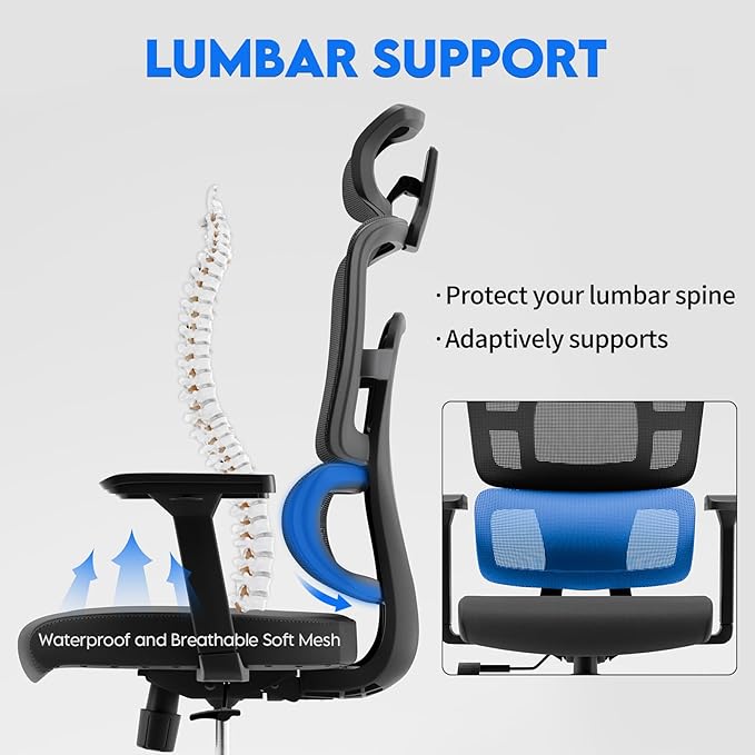 Drafting Chair, Ergonomic Tall Office Chairs for Standing Desk, Home Office Desk Chair with Lumbar Support and Adjustable Flip-up Armrests & footrest (04black)