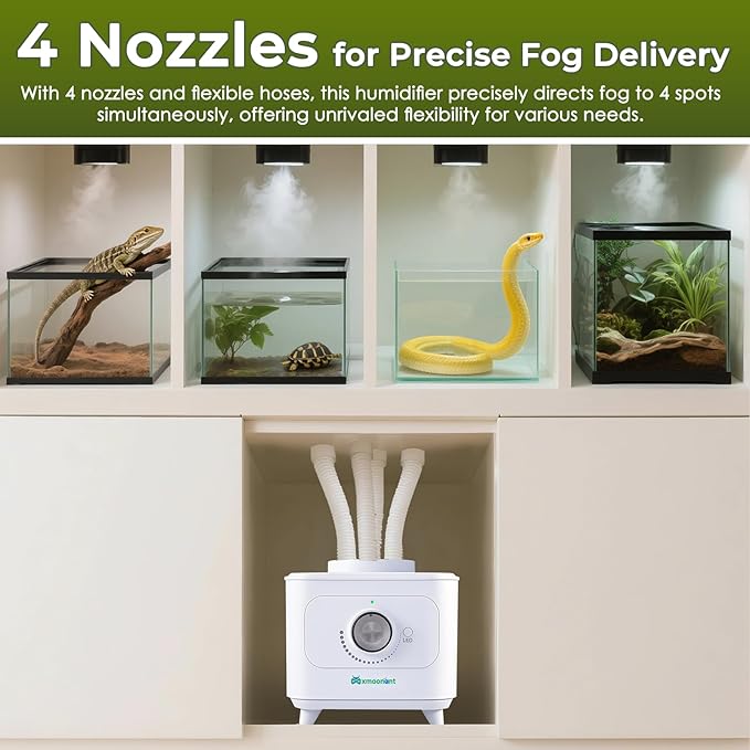Mxmoonant Ultrasonic Humidifier Automatic Water Filling, 0-600ml/H Adjustable Mist Maker, 4 Directions Making Fog, For Plant, Greenhouse, Reptile, Room Humidification