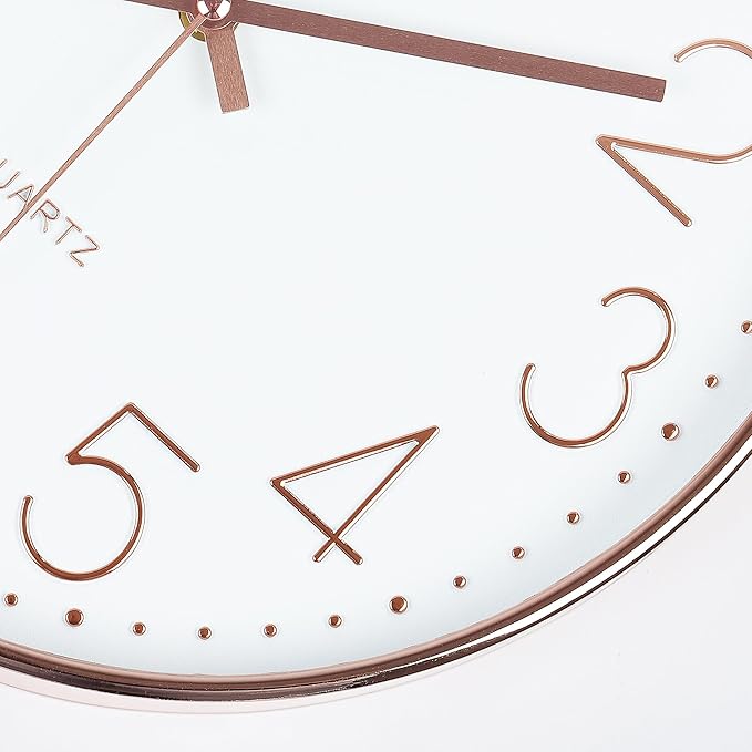 Lafocuse 12 Inch Silent Rose Gold Wall Clocks Battery Operated, Analog Wall Clock for Living Room Kitchen Bedroom Office Home Decor